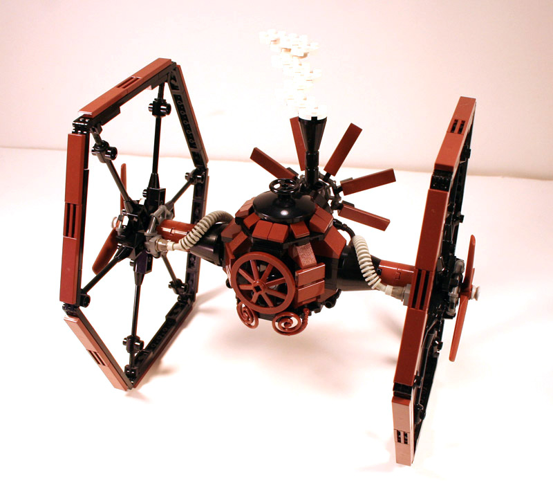 Illustration for article titled Steampunk LEGO TIE Fighter Beats the Crap Out of X-Wing, Shows Amazing Vision of Star Wars Universe